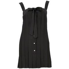 Retro Chanel Black Pleated Mini Dress