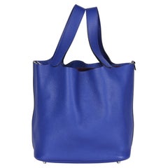 HERMÈS Blue Electric Clemence Leather Picotin Lock 26