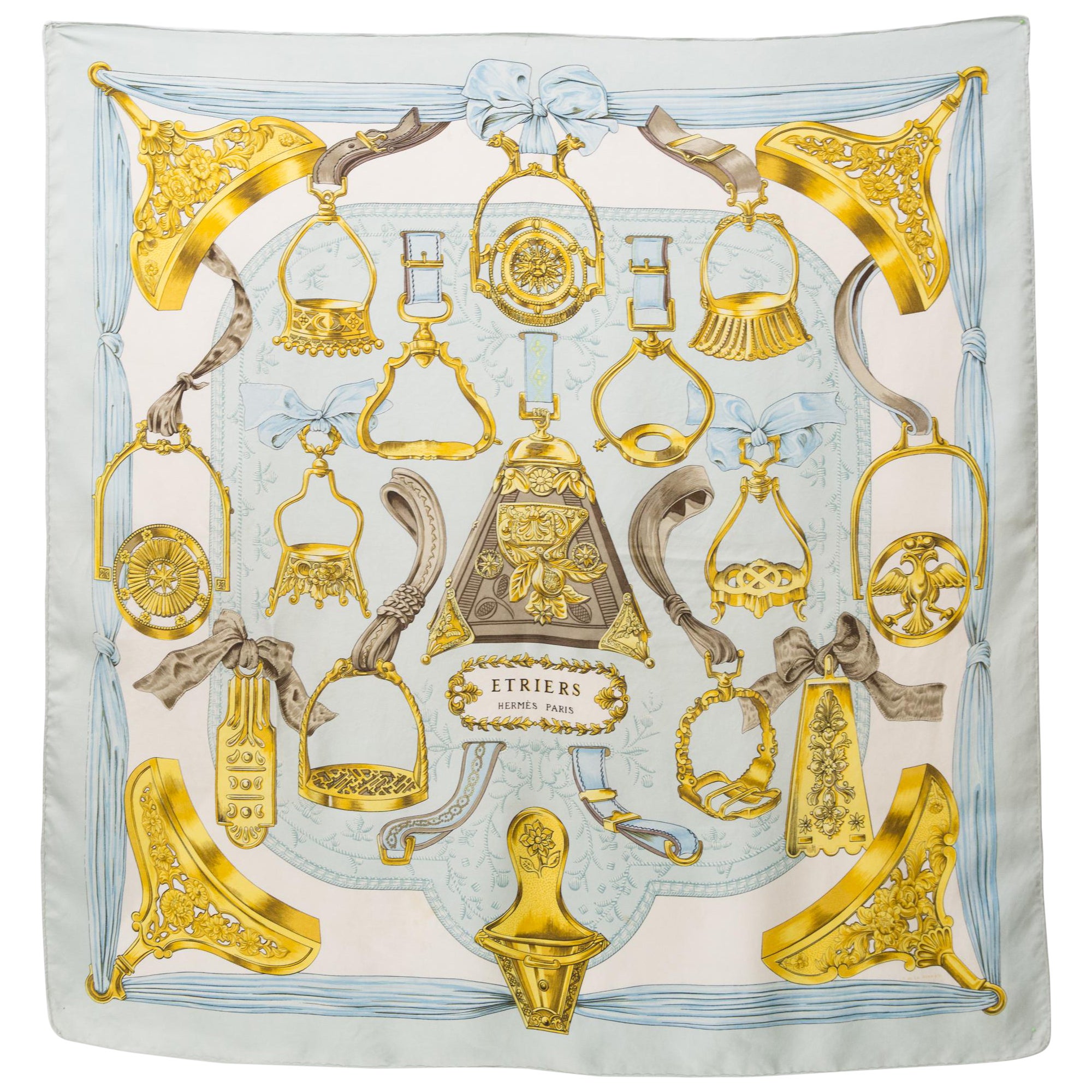 1964 Hermes Etriers by F.de la Perriere Silk Scarf For Sale at 1stDibs