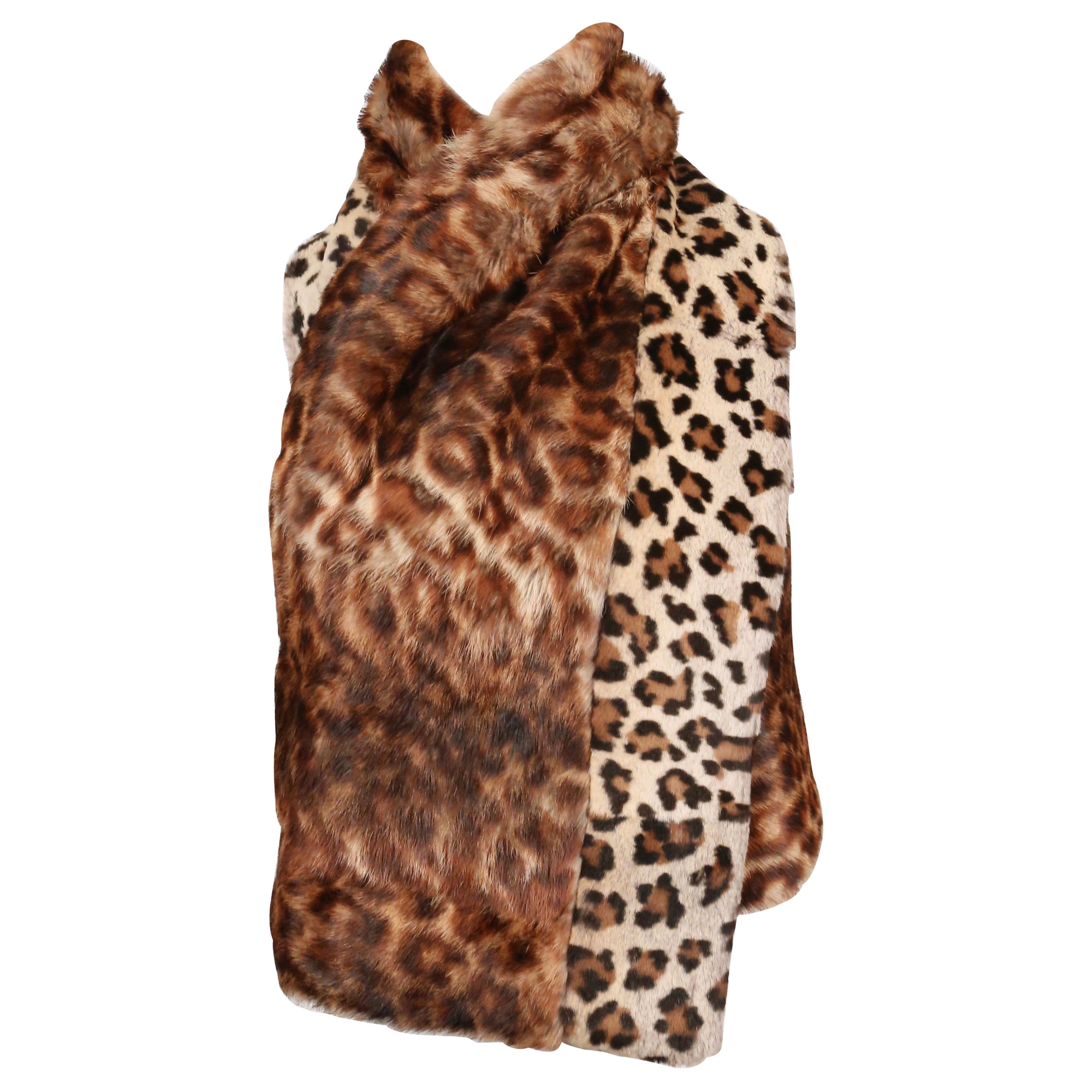 2010 DRIES VAN NOTEN Leopardenmuster Pelz RUNWAY Schal im Angebot