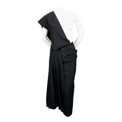 1989 COMME DES GARCONS black asymmetrical one shoulder wrap dress