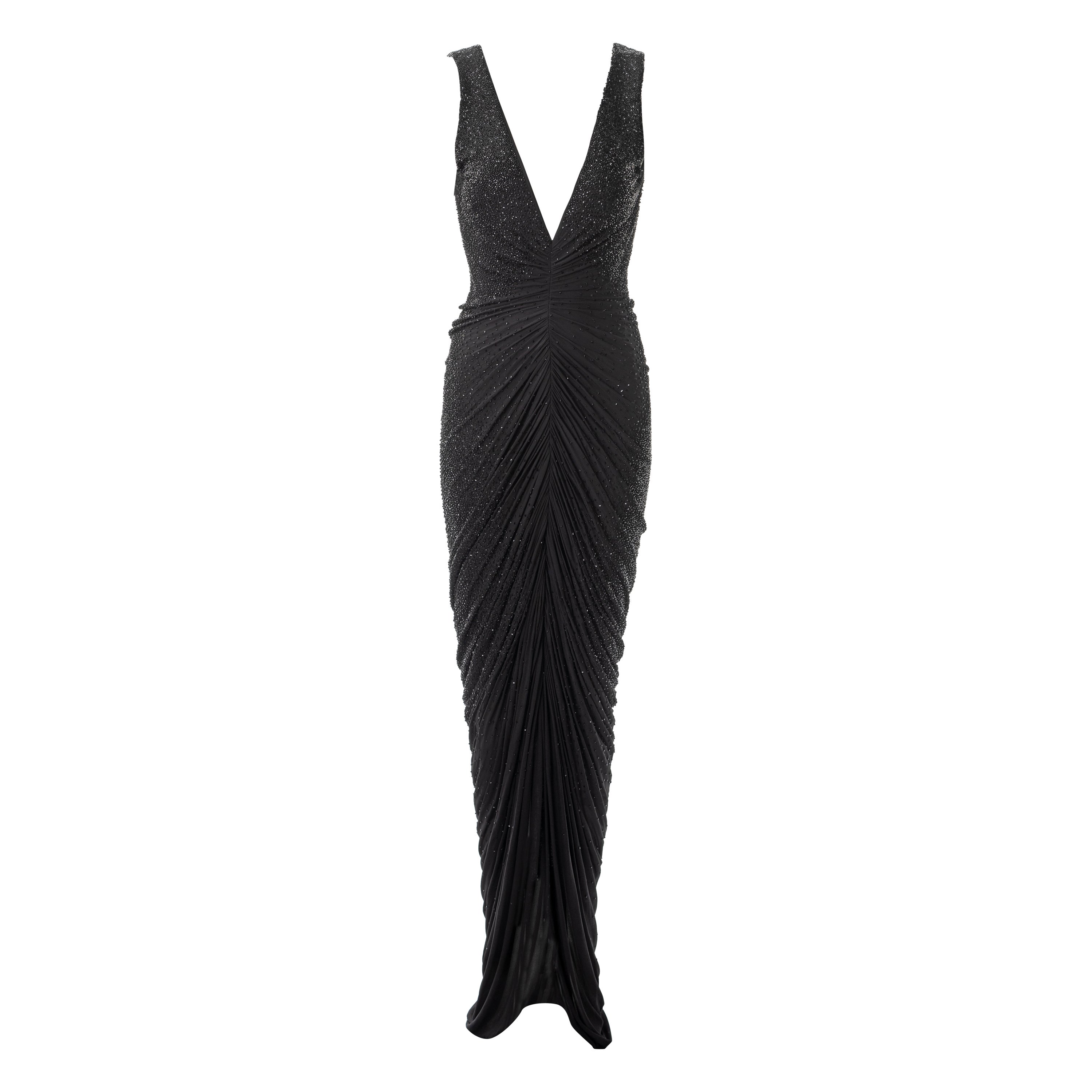Ralph Lauren black hand beaded evening dress, fw 2013 For Sale