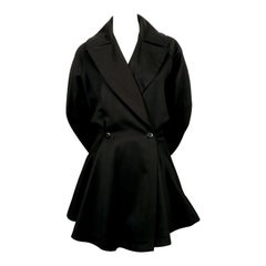 1980's AZZEDINE ALAIA black gabardine wool coat