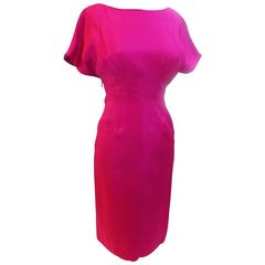 Valentino Cerise silk shift coctail  dress with bow 