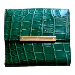 UNWORN Gucci Exotisches Portemonnaie aus grüner Krokodilhaut – seltene und einzigartige Farbe