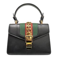 Gucci Sylvie Mini Black Leather Shoulder Bag 