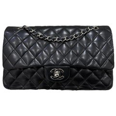 CHANEL Jewel Satin Quilted East West Flap Black 74368