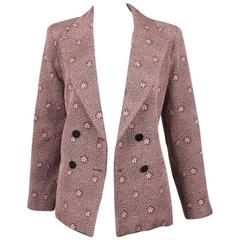 Chanel Pink and Black Silk Blend Star Burst Print Double Breasted Blazer SZ 42