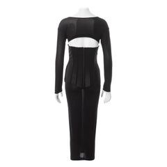 Dolce & Gabbana black viscose-lycra long sleeve corseted dress, ss 1999