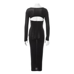 Dolce & Gabbana vestido corsé de manga larga negro de viscosa y lycra, ss 1999