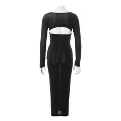 Retro Dolce & Gabbana black viscose-lycra long sleeve corseted dress, ss 1999