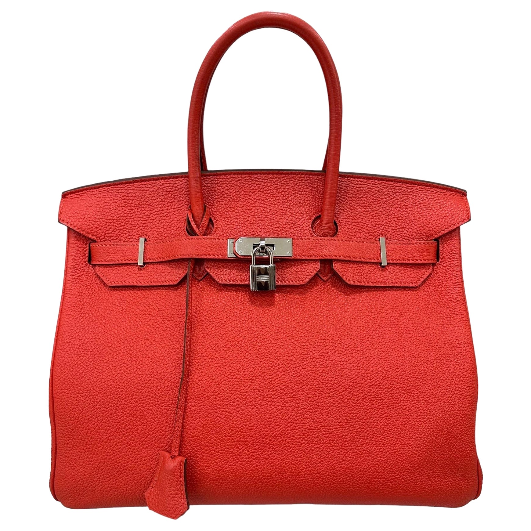 2011 Hermès Birkin 35 Togo Leather Rouge Capucine Top Handle Bag For Sale