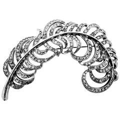 Kenneth Lane Rhinestone Feather Leaf Pin