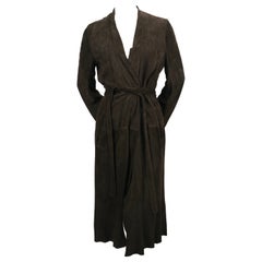 RICK OWENS long brown suede wrap coat