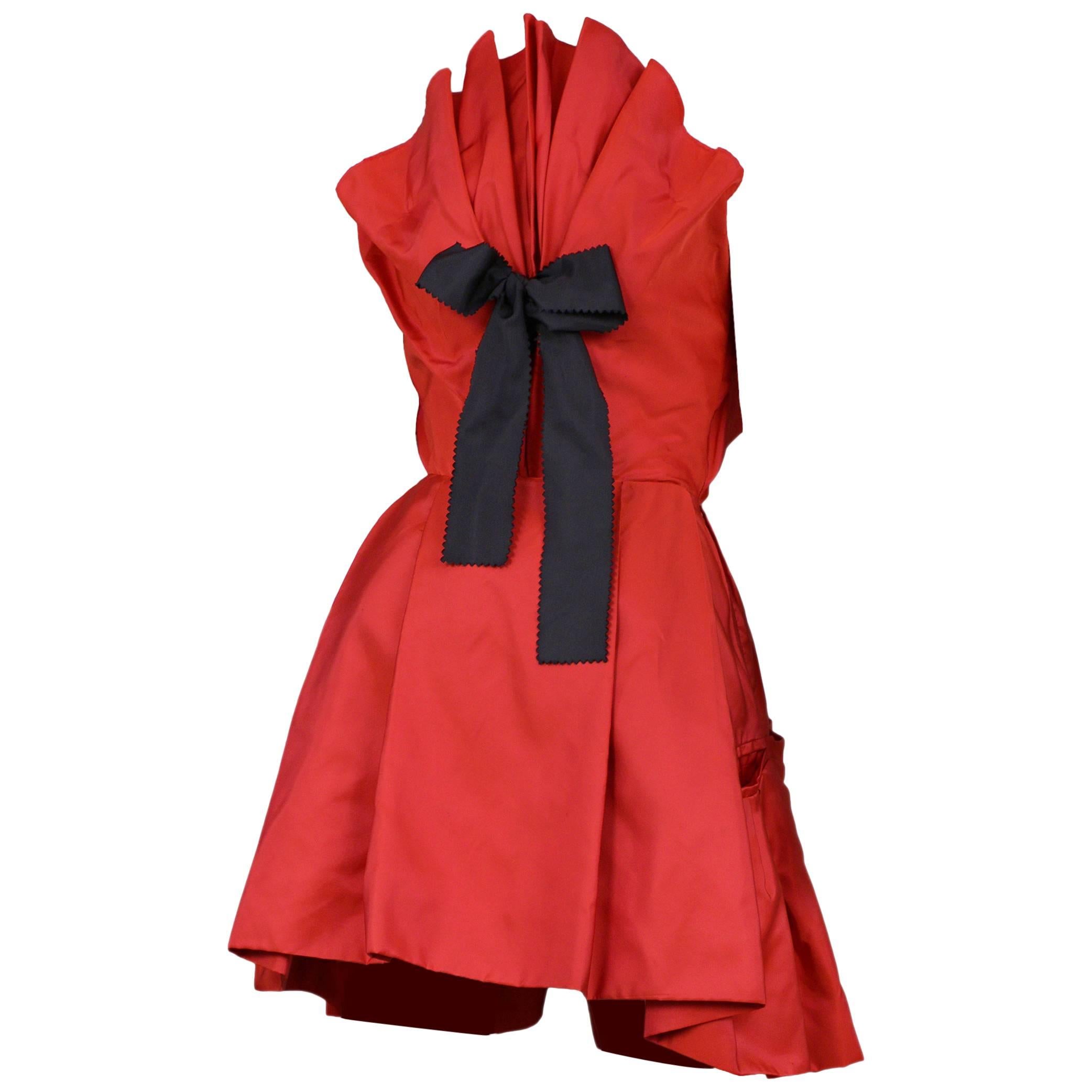 Christian Lacroix Red Taffeta Bow Dress