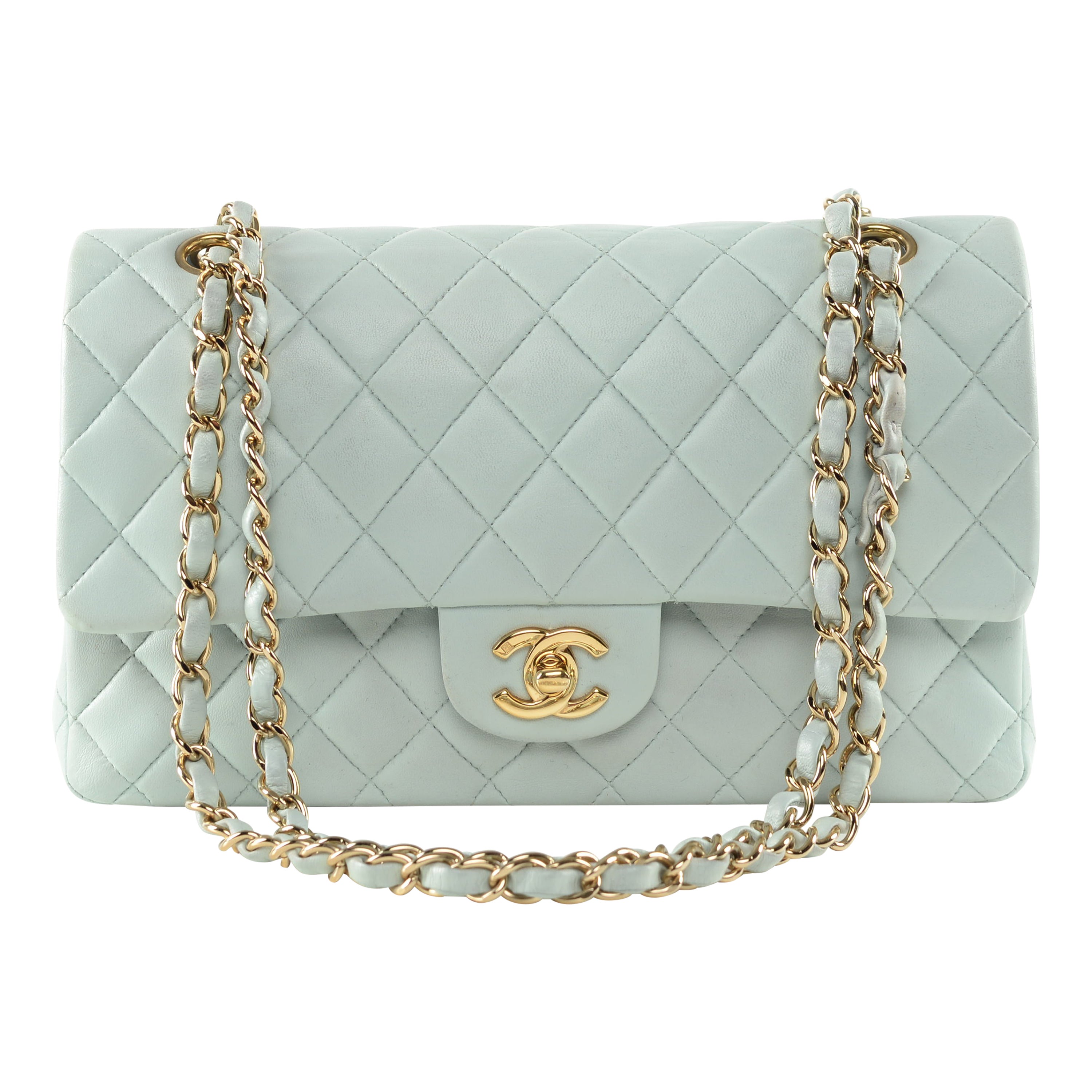 BNIB 22P Chanel Classic Flap Medium Light Baby Blue Womens Fashion Bags   Wallets Shoulder Bags on Carousell