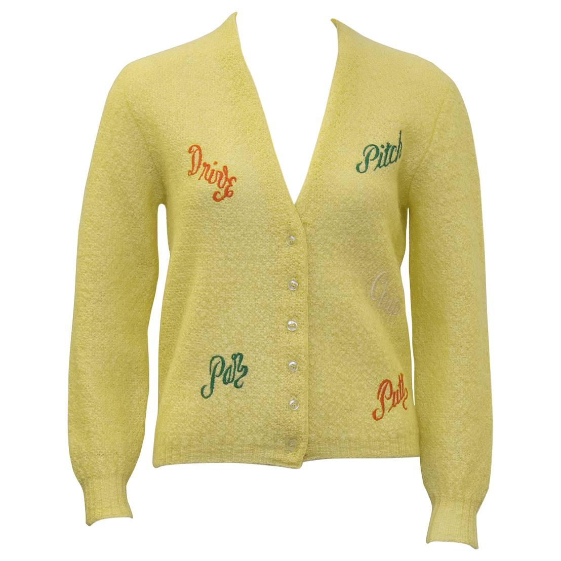 1950's Ladies Novelty Golf Cardigan Made For Saks 5th Ave.