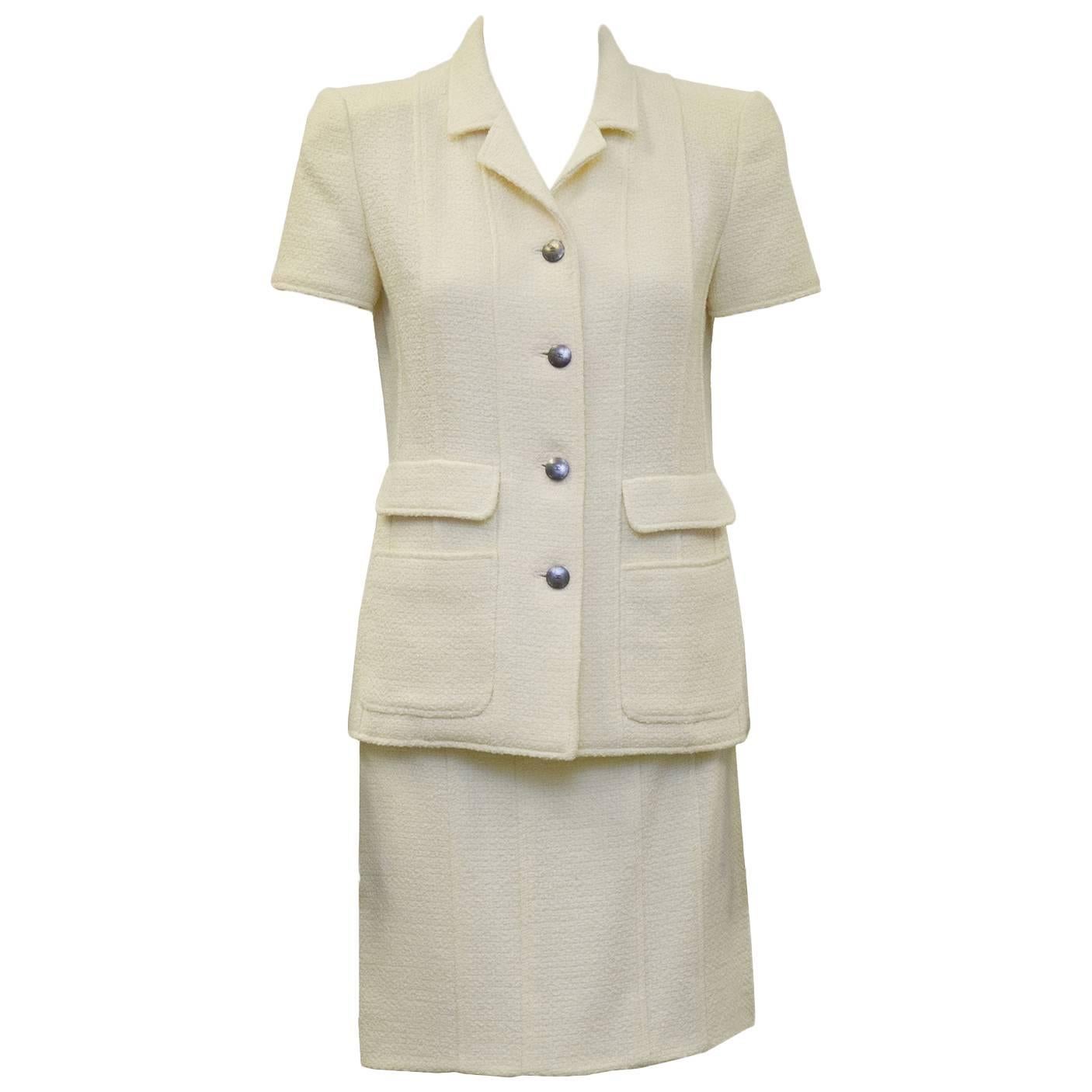 1998 Spring Chanel Cream Short Sleeve Suit