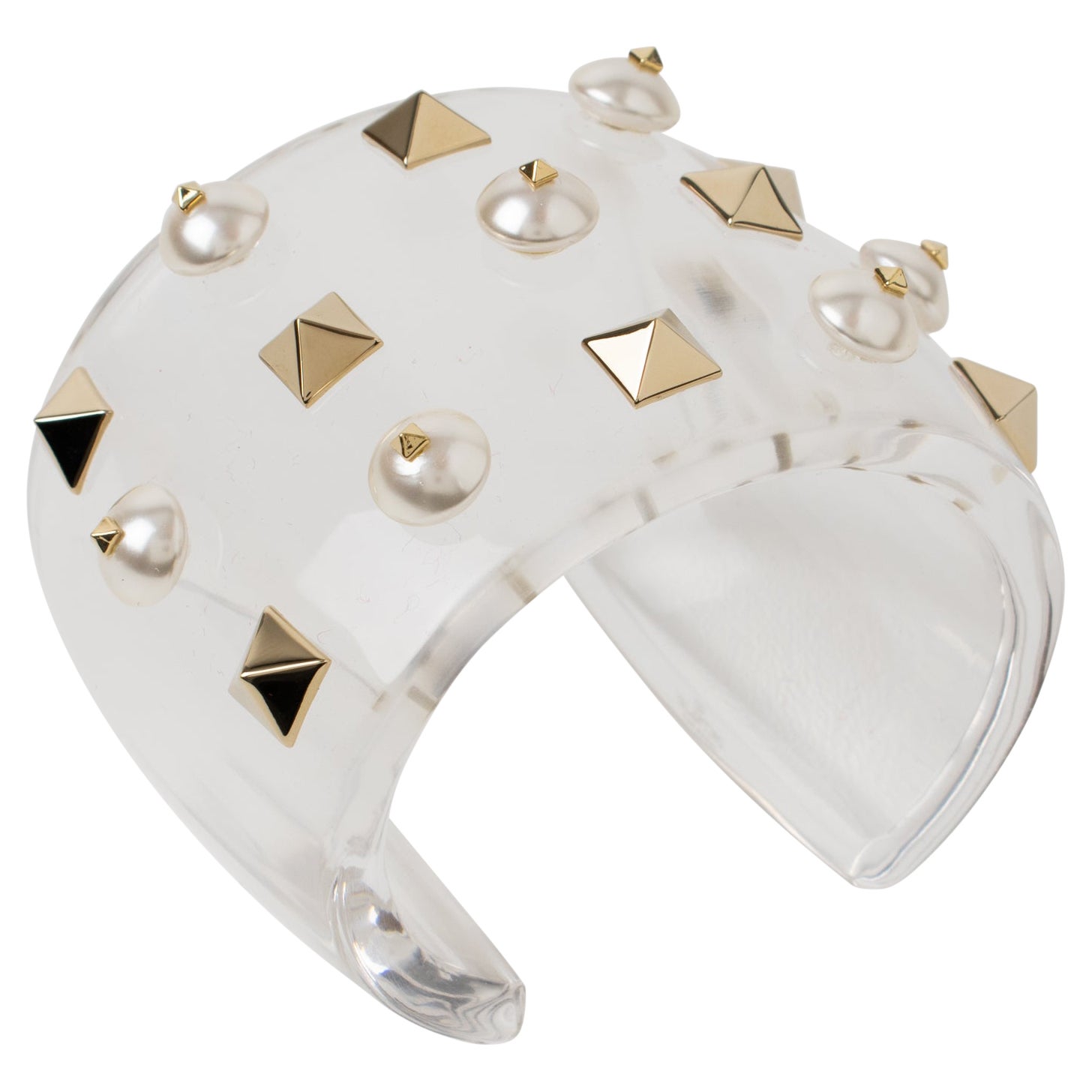 Courreges Paris Cobalt Blue Resin Lucite Cuff Bangle Bracelet | Chairish