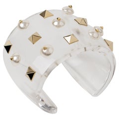 Valentino Garavani Jeweled Acrylic Resin Cuff Bracelet Bangle