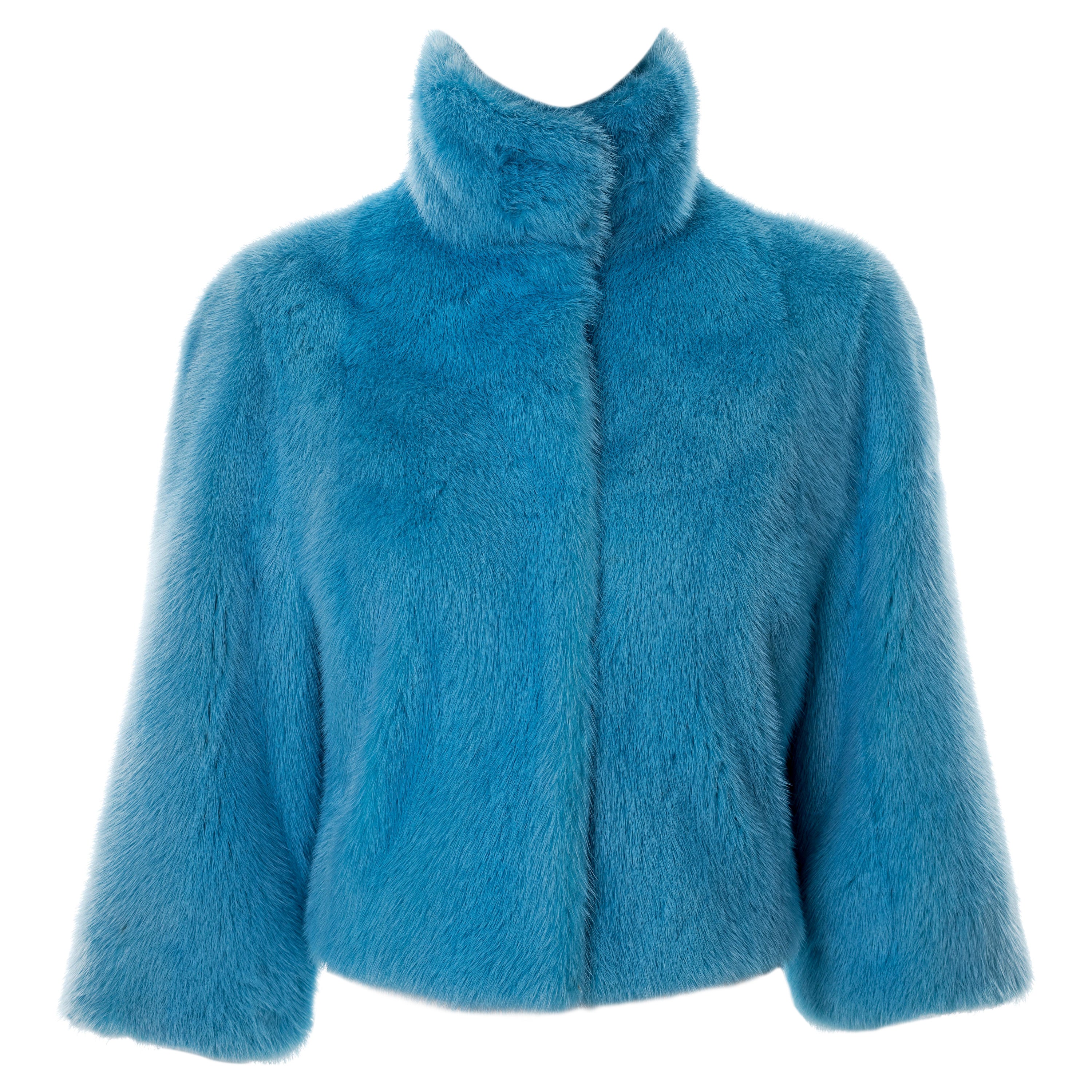 Dolce & Gabbana blue mink fur cropped jacket, fw 1999 For Sale