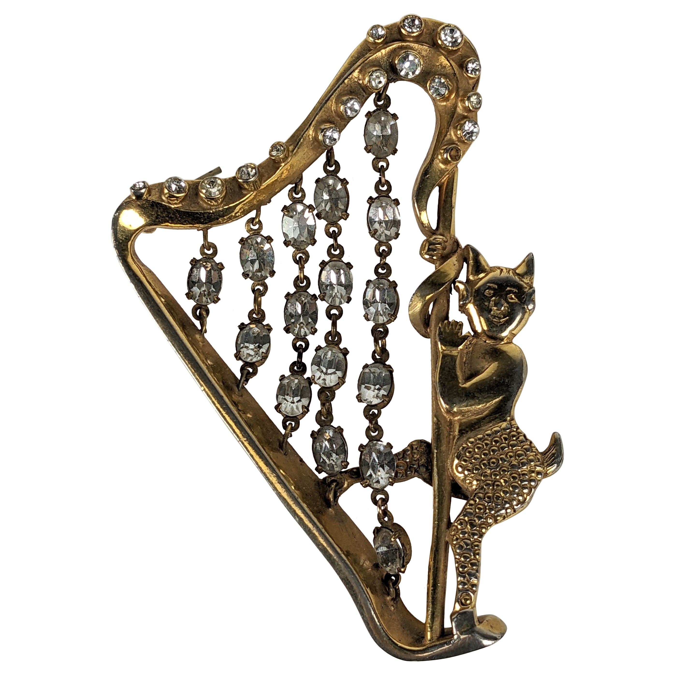 Hattie Carnegie Devil with Jeweled Harp For Sale