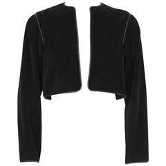 1970's Yves Saint Laurent/YSL Black Corduroy Bolero Jacket