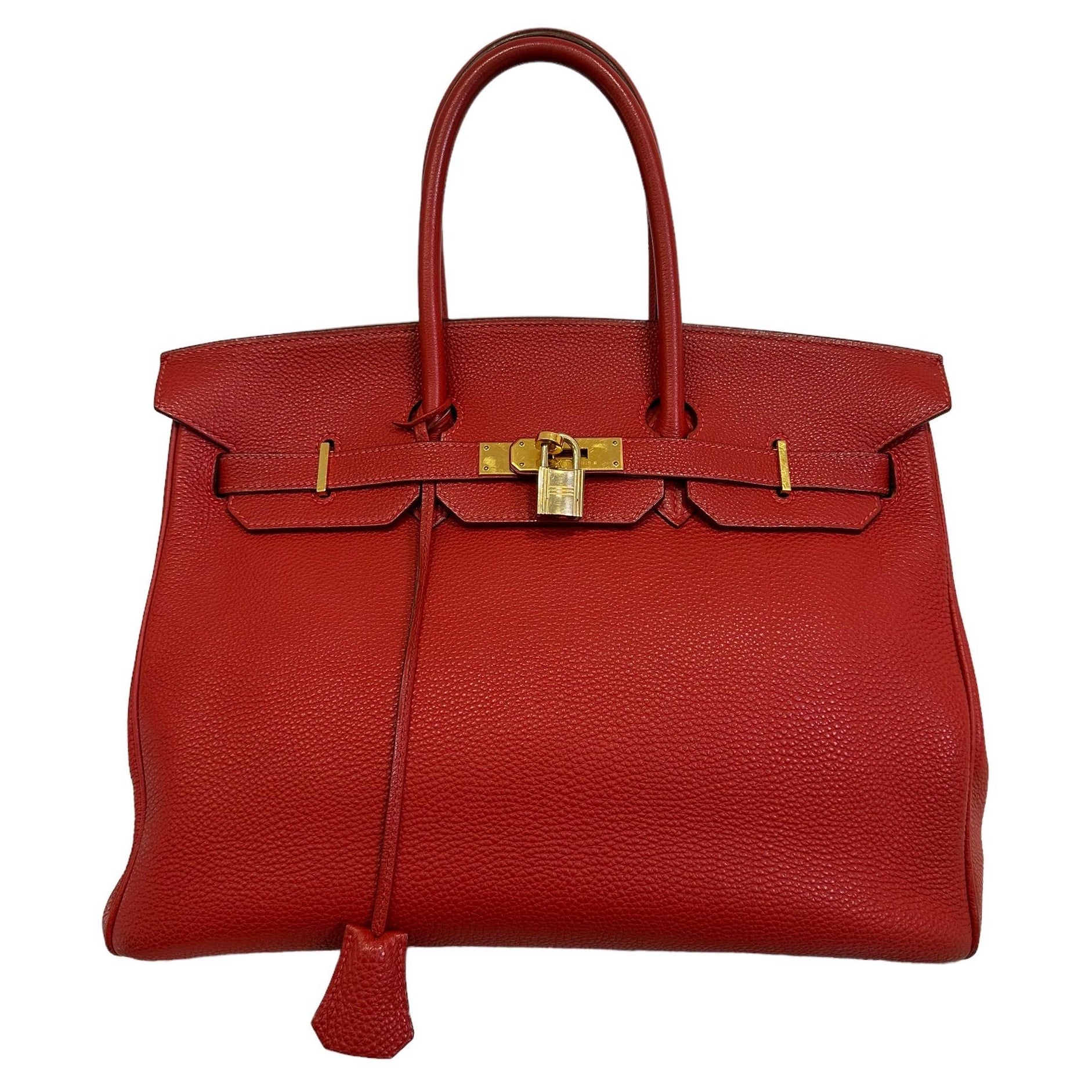 2004 Hermès Birkin 35 Fjord Leather Rouge Geranium Top Handle Bag 