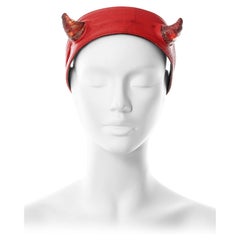 Vivienne Westwood red leather headband with light up Satyr horns, ss 1988