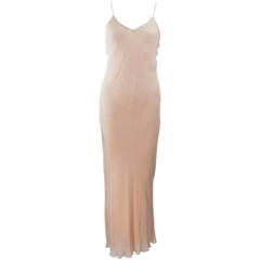 HALSTON Nude Bias Silk Chiffon Dress Size 4