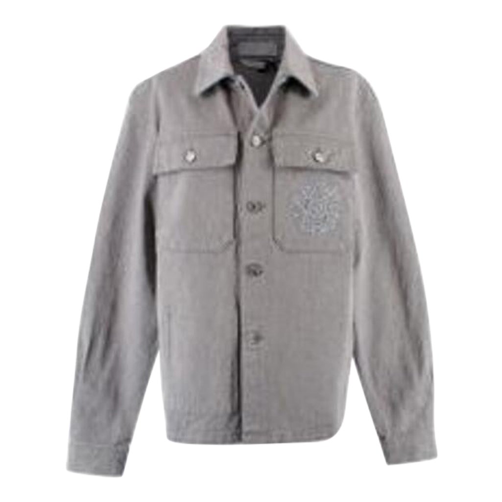 Dior Homme Star Embroidered Grey Denim Jacket For Sale