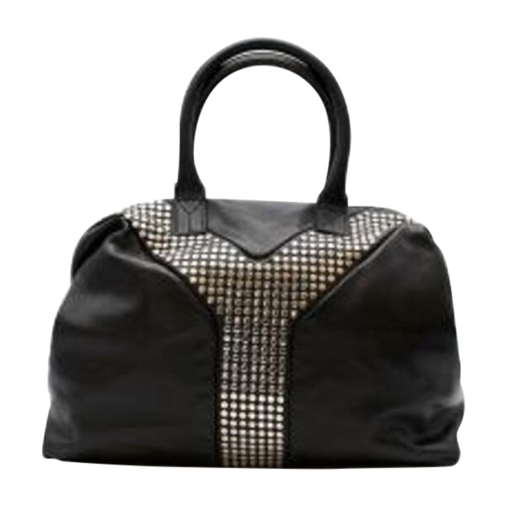 Saint Laurent Black Studded Leather Easy Y Tote For Sale