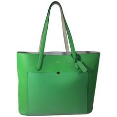 Smythson Green Panama Structured Tote