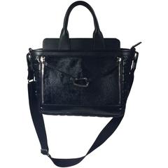 Montcler Black Quilted Bag with Ponyhair and Clip Front Detail