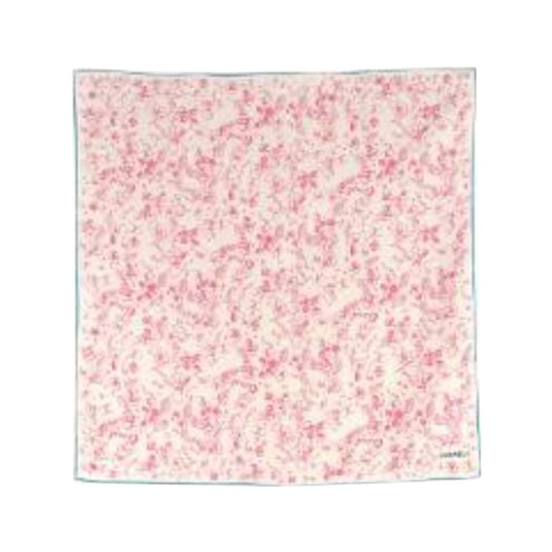 Chanel Pink Floral Brush Print Silk Scarf For Sale