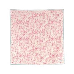 Chanel Pink Floral Brush Print Silk Scarf