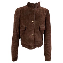 MIU MIU Size 6 Brown Suede Snaps Jacket