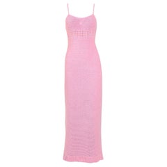 Vintage 1960s Courrèges pink cotton knit maxi slip dress 