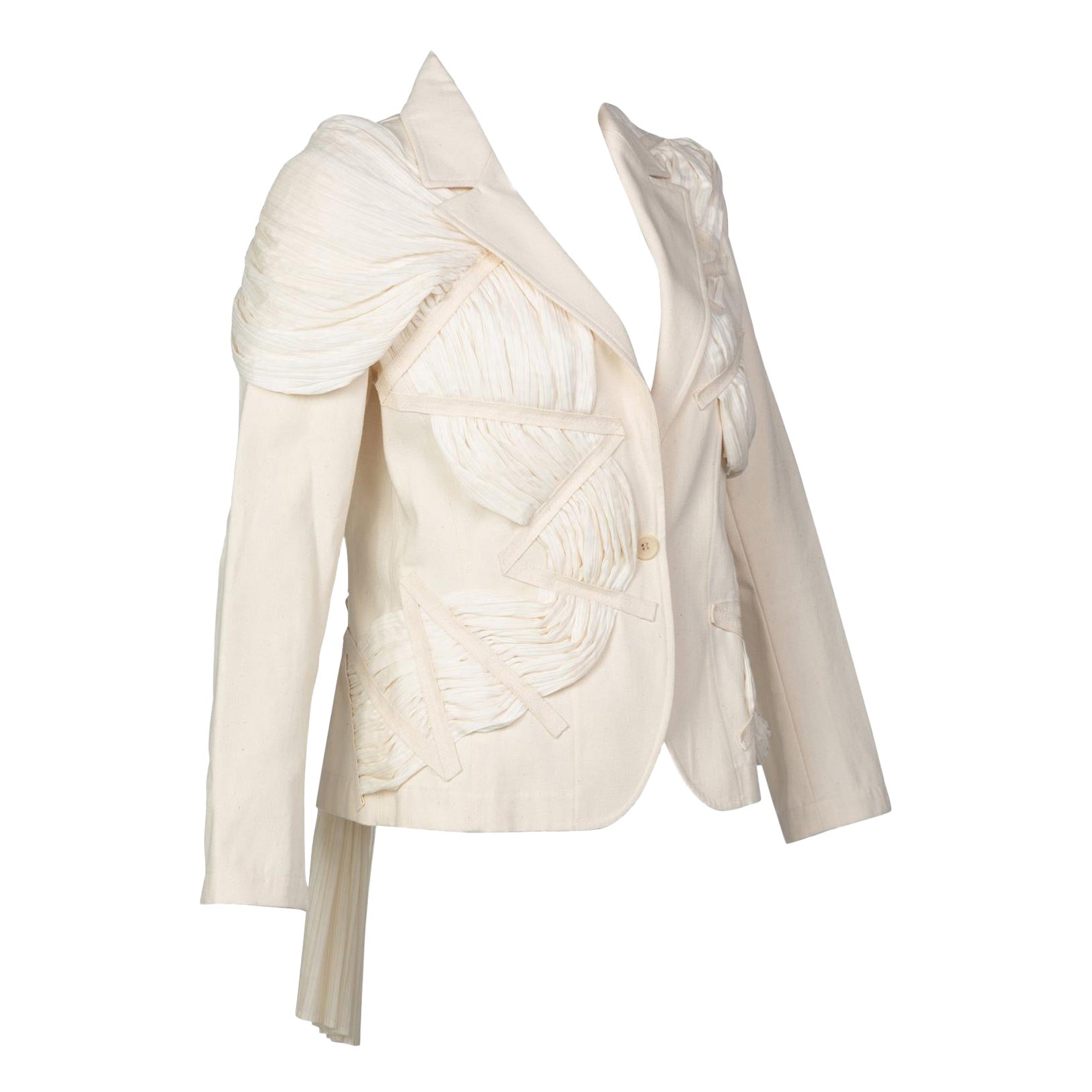 Issey Miyake S/S 2003 Runway Cream Cotton Canvas Jacket Museum Piece For Sale