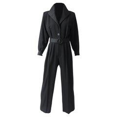 90er Jahre Yves Saint Laurent Jumpsuit Rive Gauche Schwarz Wolle Smoking Le Smoking Gr. 40