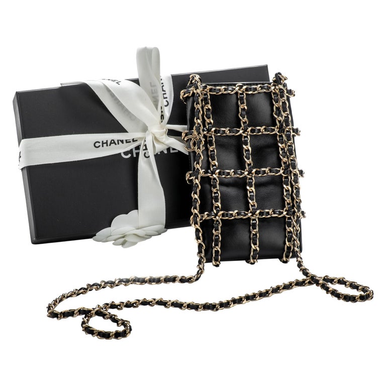 New in Box Chanel VIP Cell Phone Case Black Gold Crossbody For Sale at  1stDibs