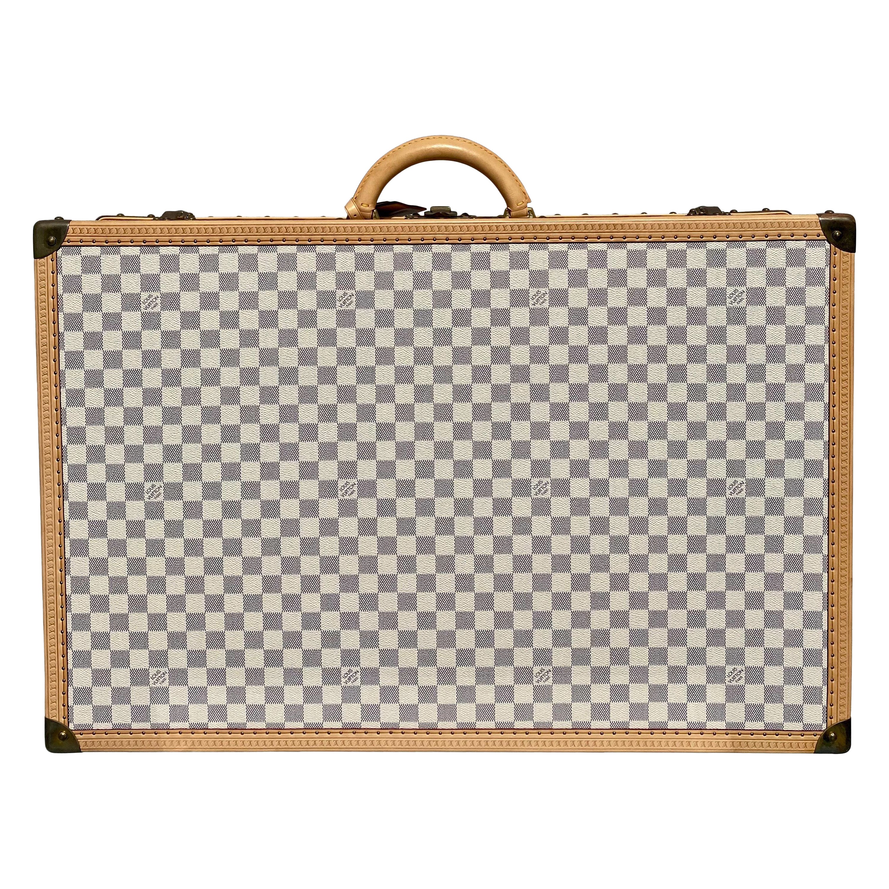 New Louis Vuitton Limited Edition Alzer Damier Azur Rare Travel Trunk 75cm