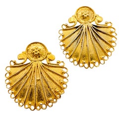 Vtg 925 sterling silver gold plated pierced designer signed earrings