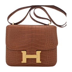 Hermes Constance 18 Sac Alligator Mat Or Quincaillerie Or