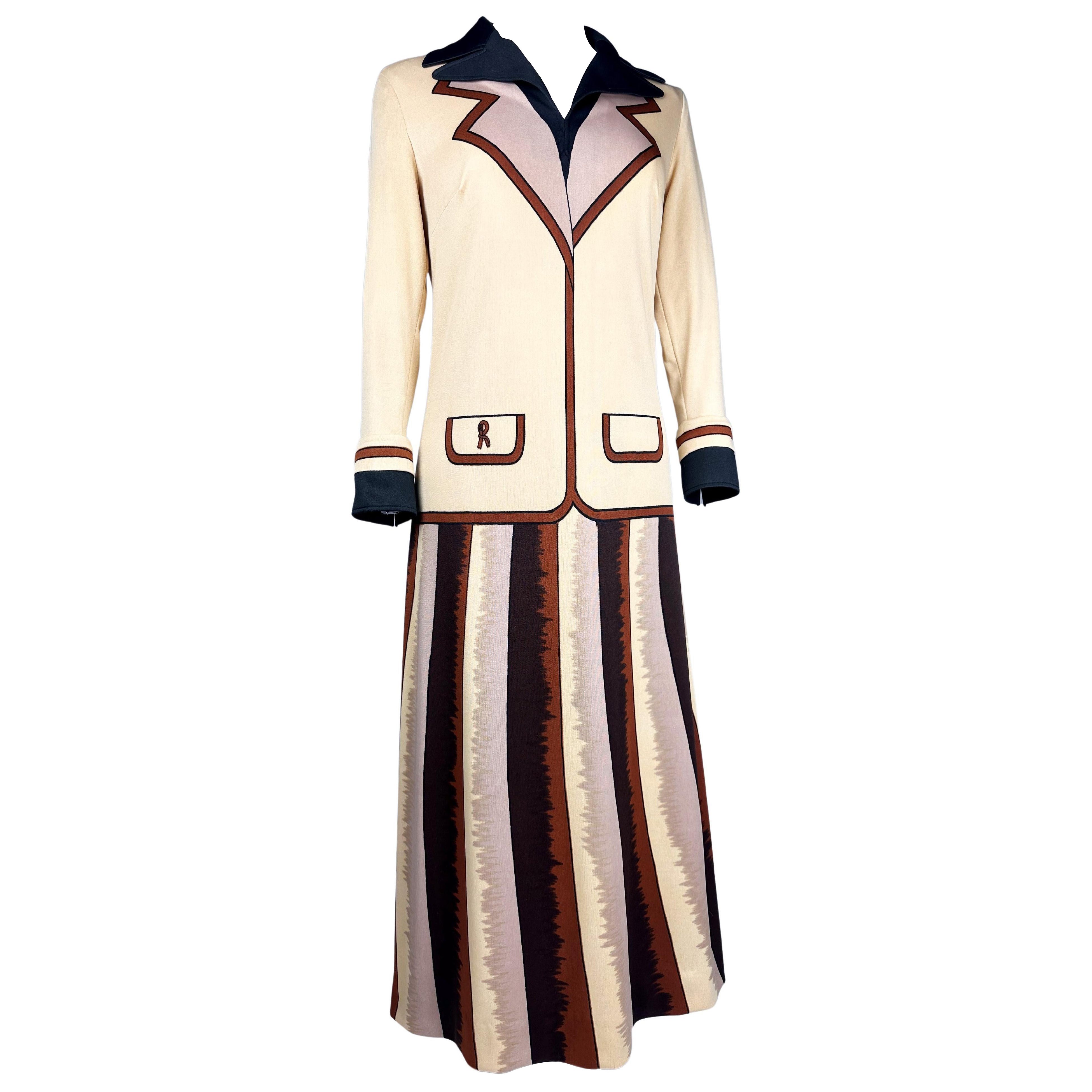 Bedrucktes Jersey-Kleid von Roberta di Camerino – Italien, um 1975 im Angebot