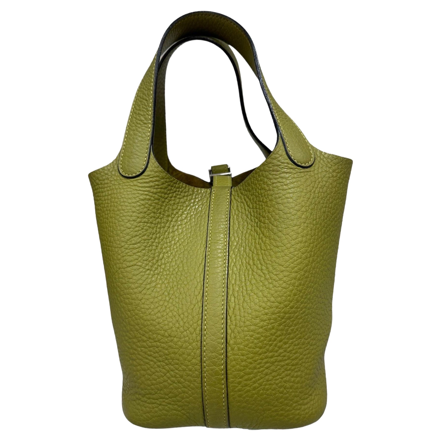 Hermès Picotin 18 Cleamence Leather Vert Anis Top Handle Bag For Sale