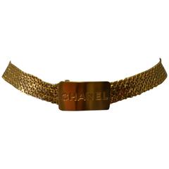 Iconic Chanel Eponymous Logo Buckle Multistrand Goldtone Chain Belt