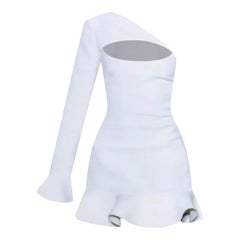 S/S 2109 DAVID KOMA WHITE ONE SHOULDER DRESS Sz EU 38