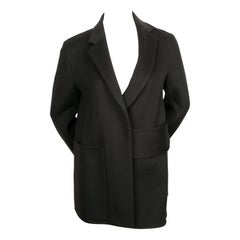 CELINE by PHOEBE PHILO black wool and cashmere jacket with asymmetrical belt
