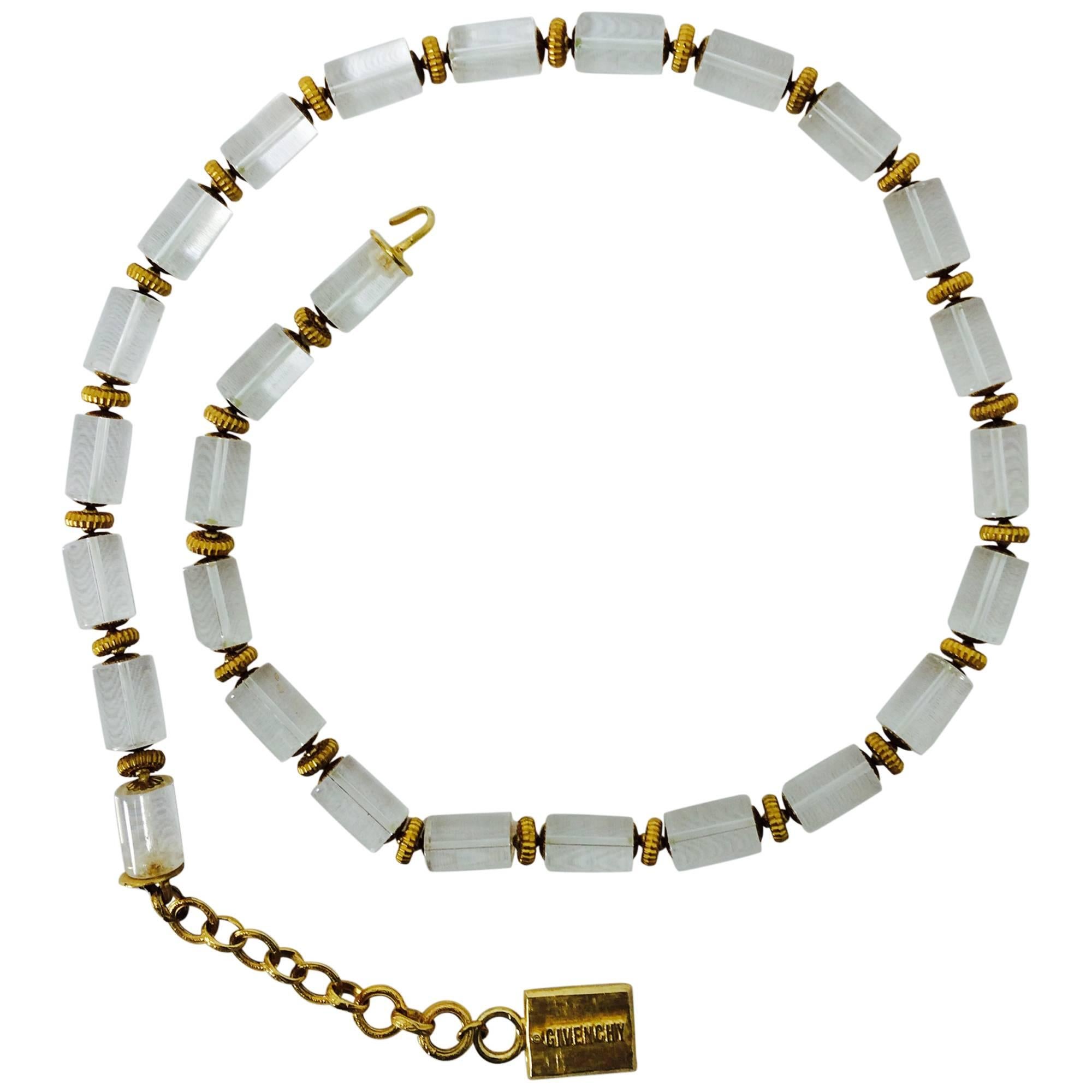 Vintage Givenchy Lucite & gold metal necklace or belt 1970s